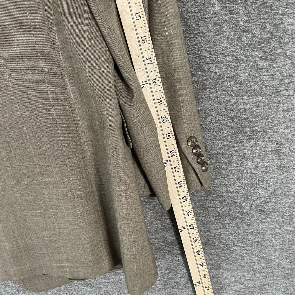 Lori Piana Suit Mens 43R Beige Plaid Wool 2 Pc 38x30 Hickey Freeman Nordstrom